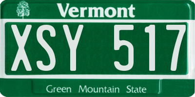 VT license plate XSY517