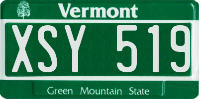 VT license plate XSY519