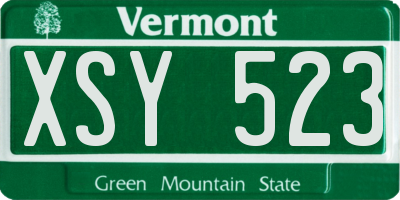 VT license plate XSY523