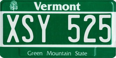 VT license plate XSY525