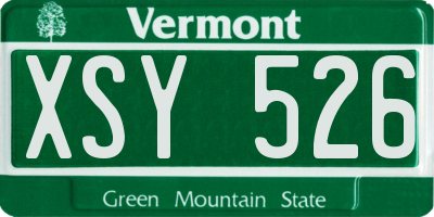 VT license plate XSY526