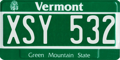 VT license plate XSY532
