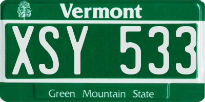 VT license plate XSY533