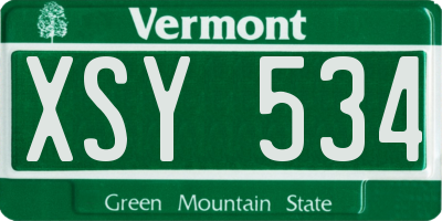 VT license plate XSY534