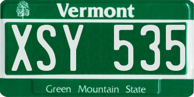 VT license plate XSY535