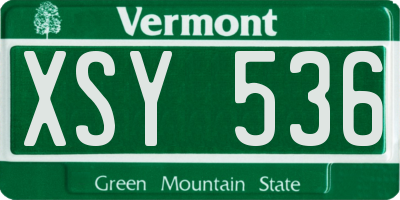 VT license plate XSY536