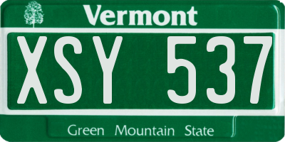 VT license plate XSY537
