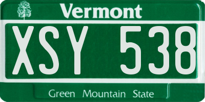 VT license plate XSY538
