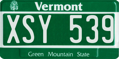 VT license plate XSY539