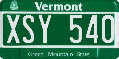 VT license plate XSY540