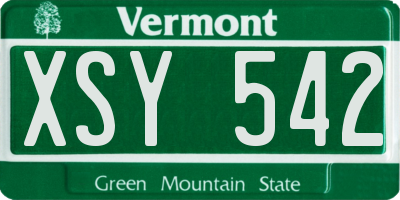 VT license plate XSY542