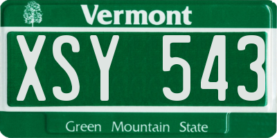 VT license plate XSY543