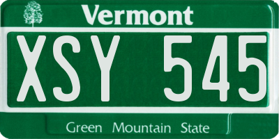 VT license plate XSY545