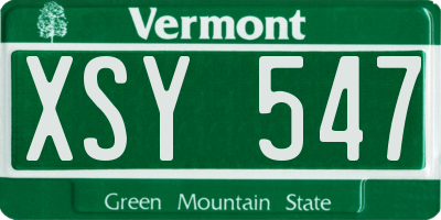 VT license plate XSY547