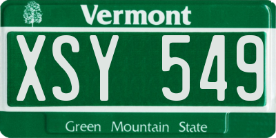 VT license plate XSY549
