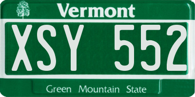 VT license plate XSY552