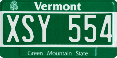 VT license plate XSY554