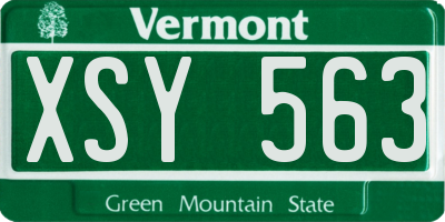 VT license plate XSY563