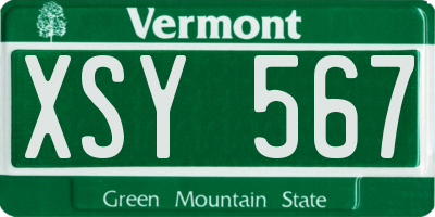 VT license plate XSY567