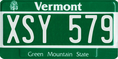 VT license plate XSY579