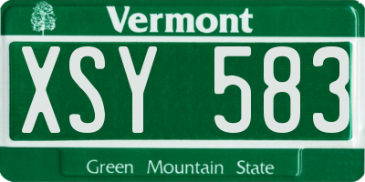VT license plate XSY583