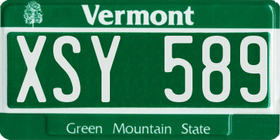 VT license plate XSY589