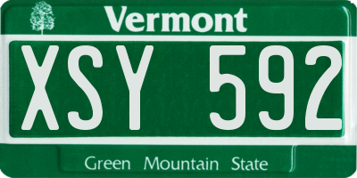 VT license plate XSY592