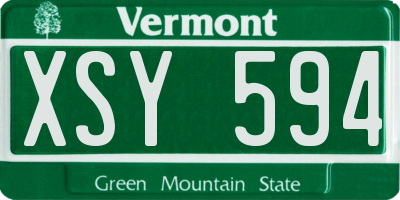 VT license plate XSY594