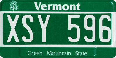 VT license plate XSY596