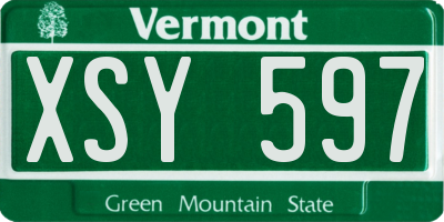 VT license plate XSY597