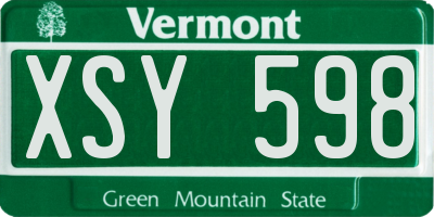 VT license plate XSY598