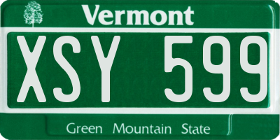 VT license plate XSY599