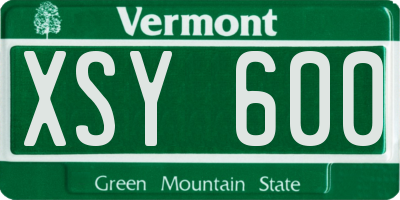 VT license plate XSY600