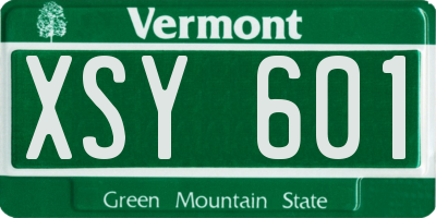 VT license plate XSY601