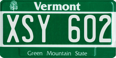 VT license plate XSY602