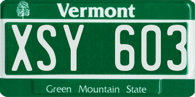 VT license plate XSY603