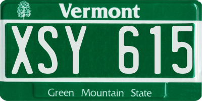 VT license plate XSY615