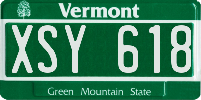 VT license plate XSY618