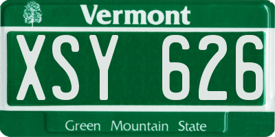 VT license plate XSY626