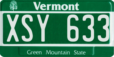 VT license plate XSY633