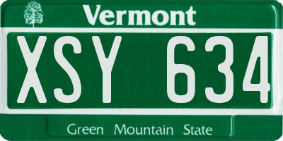 VT license plate XSY634