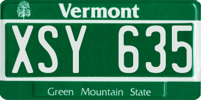 VT license plate XSY635