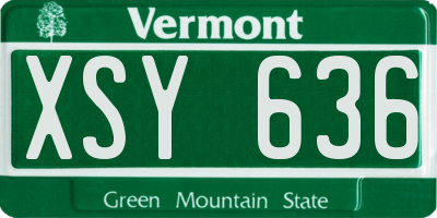 VT license plate XSY636