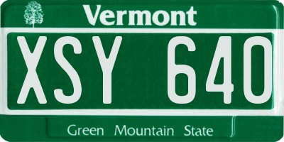 VT license plate XSY640