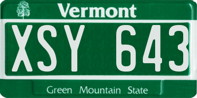 VT license plate XSY643