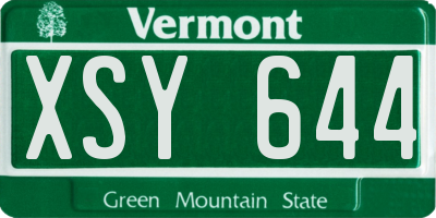 VT license plate XSY644