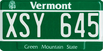 VT license plate XSY645