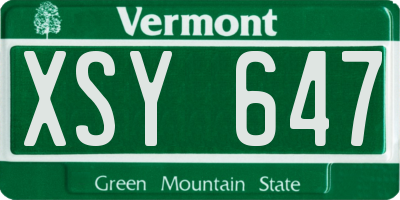 VT license plate XSY647