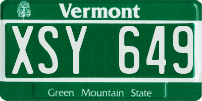 VT license plate XSY649
