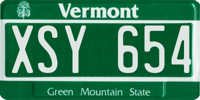 VT license plate XSY654
